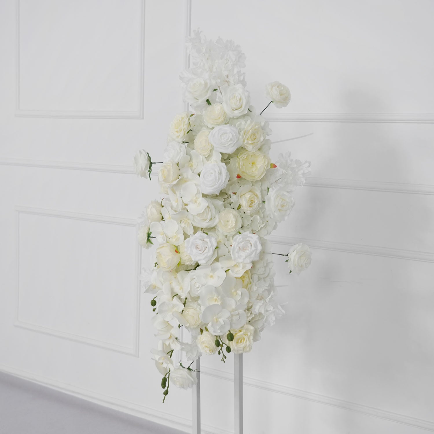 Uflower Artificial White Rose Flower Row Wedding KT Backdrop Decor